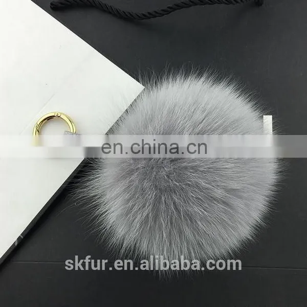 Colorful Fox Fur Pom Pom Keychain photo-3
