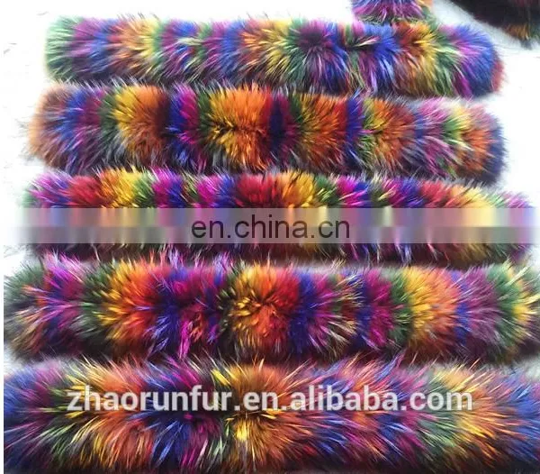 Real Raccoon Fur Collar for Garment Wholesaler Raccoon Fur Trim/piping photo-5