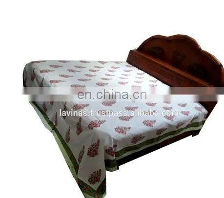 Cotton Bedspread Indian Block Printed Throw Bedsheet Bedcover Picnic Sheet / Home Textile / Bedspread