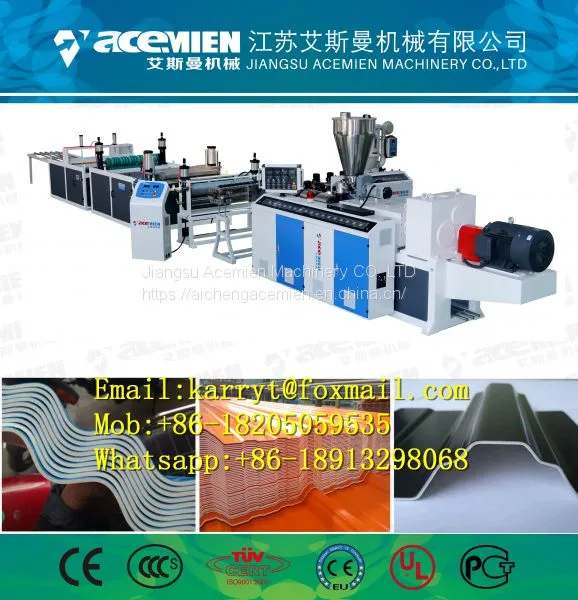 PVC/ASA glazed roof tile making machine/ corrugated roof sheet making machine/ trapezoidal roof sheet processing line
