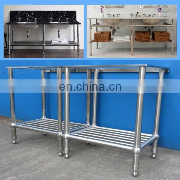 Double Sink Bathroom Vanity With Chrome Console, Basin Stand