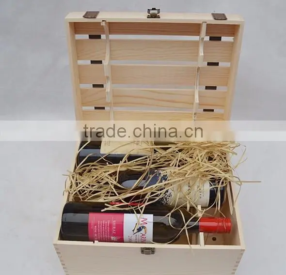 Custom Logo and Color Pine Wooden Six Wine Packaging Box,wine Gift Boxes