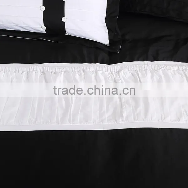 Black and White 100% Cotton Luxury Embroidered Hotel Bedding Set Professional Commercial Bed Linen photo-3