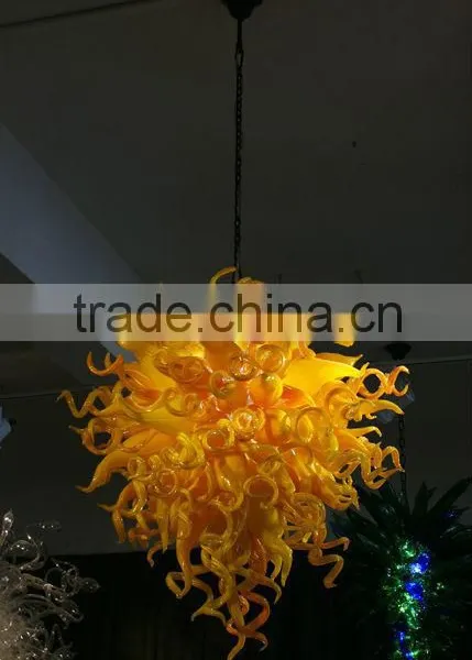 Love-heart Shape Yellow Art Glass Chandelier Lighting