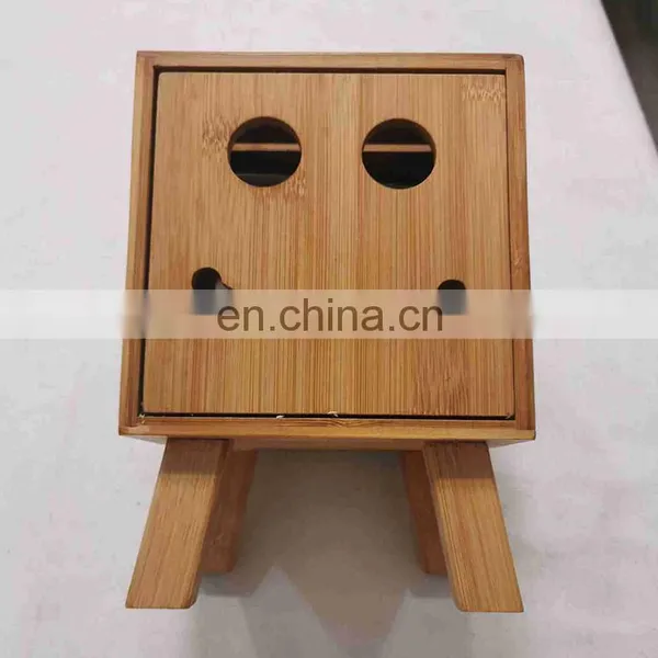 Luxury Hotel tv Shape tv Shape Decorative Toilet Roll Paper Tissue Holder With Leg Bamboo Wooden Storage Box Container photo-2
