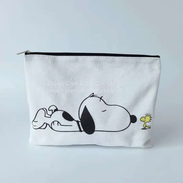 Lovely Cartoon Printed Cotton Canvas Zippered Bags photo-4