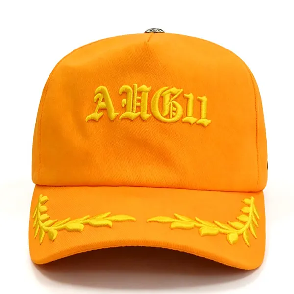 Baseball Cap Hard Structured Curved Visor Leaf Embroidery Unisex Street Fashion Headwear Custom Logo Available photo-2