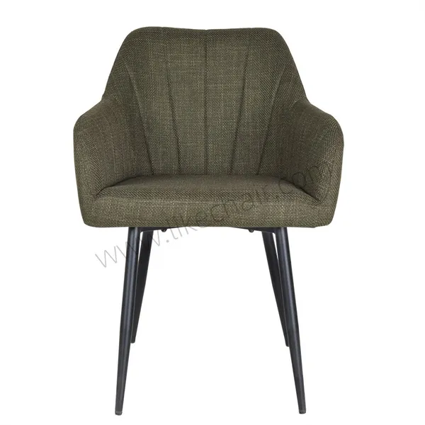 Modern Velvet Dining Arm Chair With Black Metal Legs Durable Upholstery for Home Restaurant Use