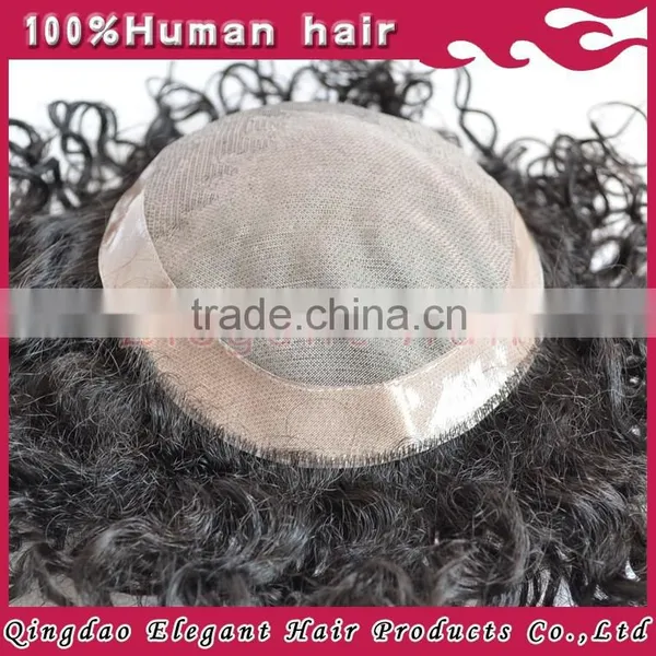 Qingdao Hairpiece Factory Indian Remy Hair pu Skin Around the Perimeter Toupee photo-2