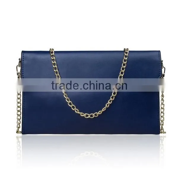 Ladies Leather Clutches Party Evening Bag With Removable Golden Chain Shoulder Strap photo-4