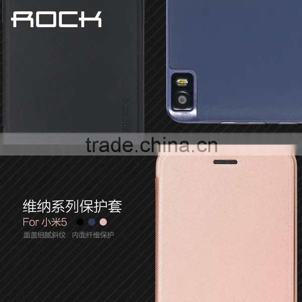 Original ROCK Brand Veena Series Hard PC Rubber Case for Xiaomi 5 PU Leather Flip Case MT-5501 photo-3