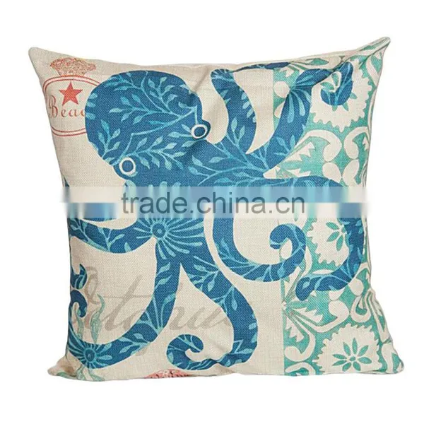 2016 Hot Sale Popular Fashion Home Decorative Conch Printing Linen Cheap Cushion Cover photo-4
