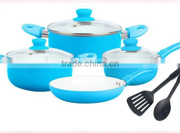 Blue Color Painting Non-stick & Ceramic Coated Cookware Set Pots and Pans photo-4