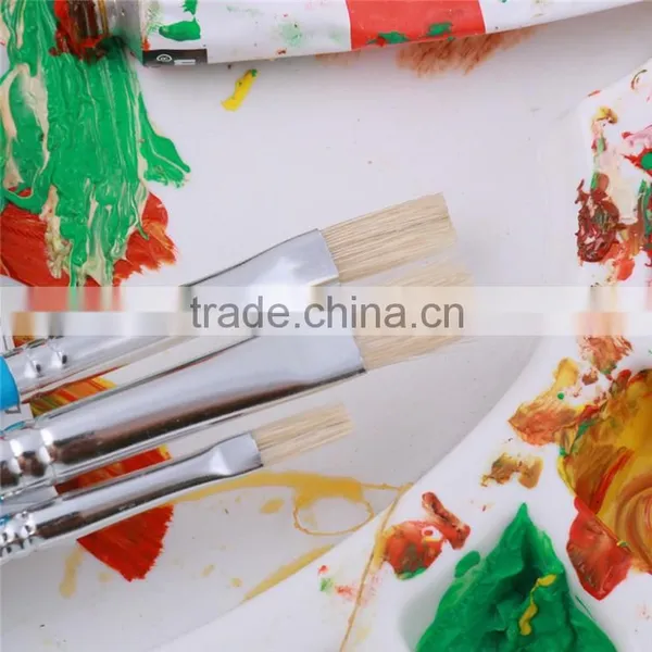 Hot Selling Free Sample China 3Pcs Flat Shap Bristle Hair Wooden Handle Art Paint Brush Manufactures photo-5