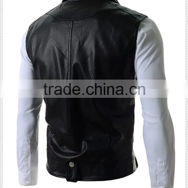Custom Hight Quality European Fashion Mens Leather Motorcycle Jacket photo-3