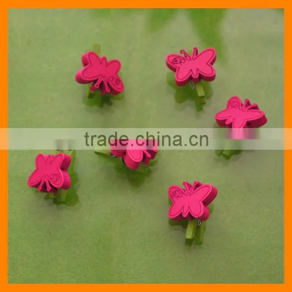 25mm Wooden Butterfly Clip Decoration photo-2