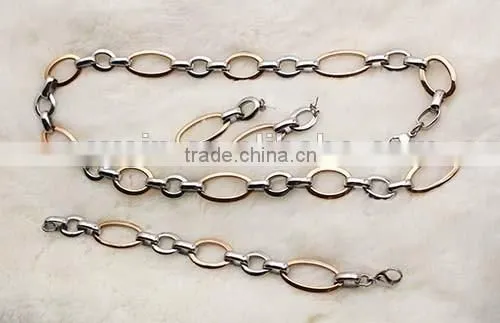 Stainless Steel Necklace Bracelet Earrings Rose Gold Plating Jewelry Sets