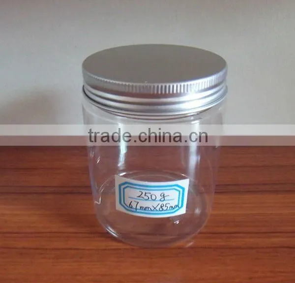 250g Wide Mouth PET Food Jar With Aluminum Screw Cap
