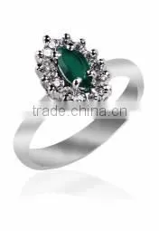 Green Marquise Shaped 925 Sterling Silver