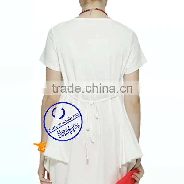 Custom Combed Cotton Jersey Printed Short Sleeve White Maternity t Shirt photo-6