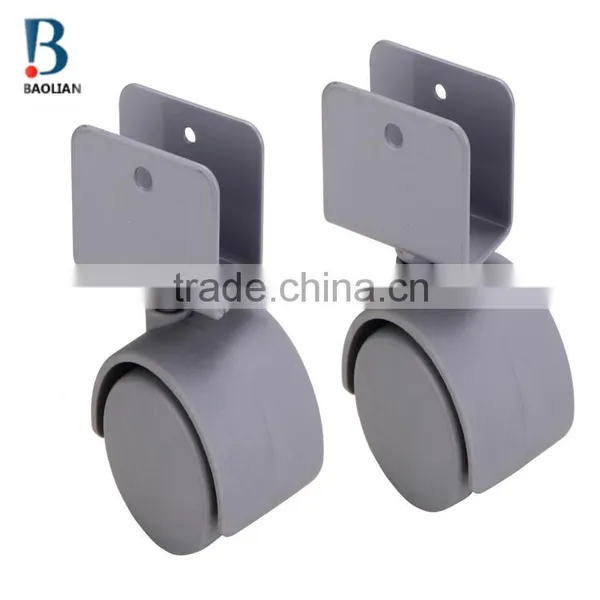 2015 Discount Durable 1.5 Inches Grey Nylon U Plate Swivel Twin Plastic Casters for Wardrobe photo-5