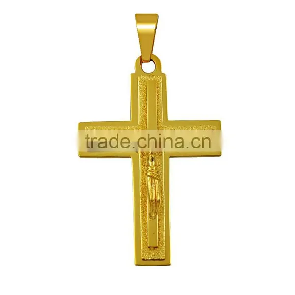 Latest Design Fashion Jewelry Gold Plated Stainless Steel Jesus Cross Necklace Pendant photo-2