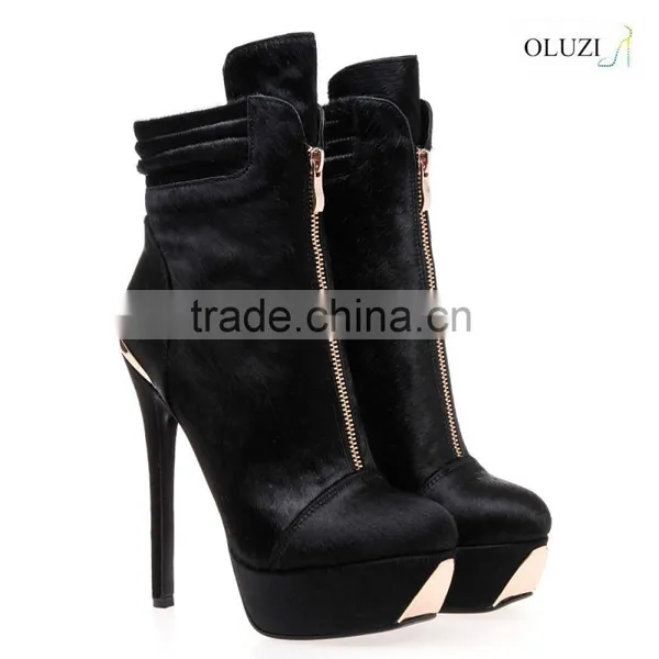 OLZ34 Lightweight High Heel Size 5-12 Waterproof Ladies High Heel Ankle Boots for Women photo-2
