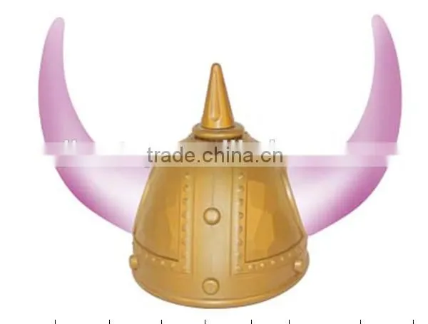 Golden Warrior Plastic Viking Helmet With Light Up Horns Flashing Purple Light photo-5