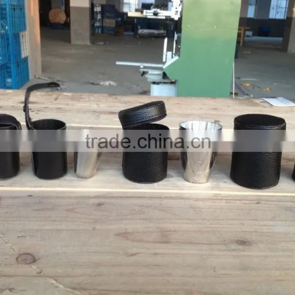 Stainless Steel Cup With Leather Wrapped and Logo 4pcs in Leather Bag photo-5