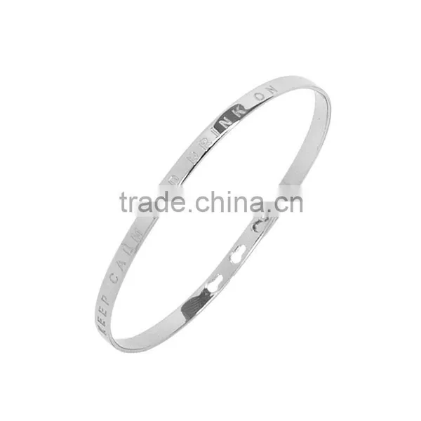 Memories Bangles With Customize Design Word 'KEEP CALM AND DRINK ON' With 4mm/7mm Width