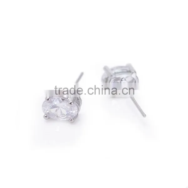 New Arrival Oval Clear Cubic Zirconia Stud Earrings photo-2