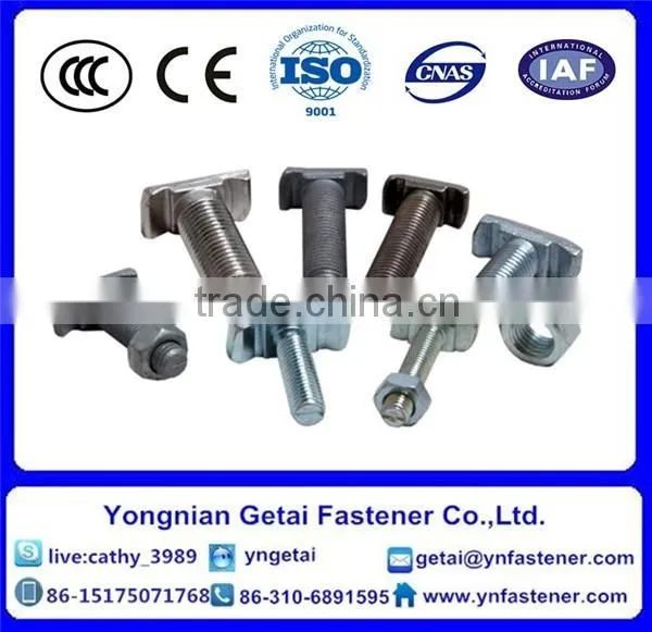 T-head Bolts With Square Neck Bolts , Hot Dip Galvanized (H.D.G) /Galvanized With Black /yellow Zinc Plated/blue White photo-4