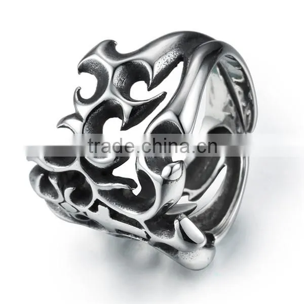 Biker Stainless Steel Hollowed-out Cross Ring photo-4