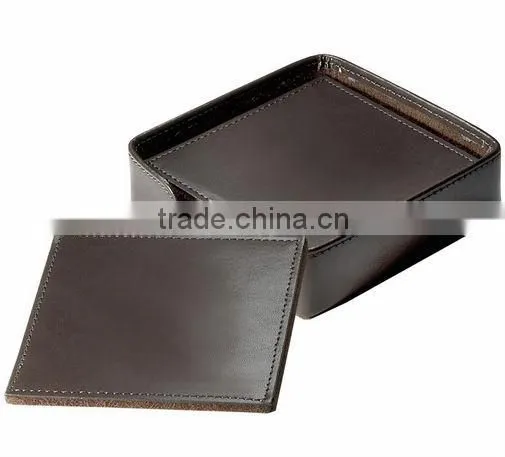 Black Leather Drink/tea Coasters photo-4