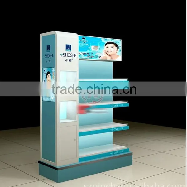 Elegant Wooden Cosmetic Store Wall Display Shelf and Showcase for Sale photo-6