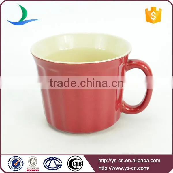 Red Embossed Microwave Safe Ceramic Soup Mug With Plastic Lid photo-2