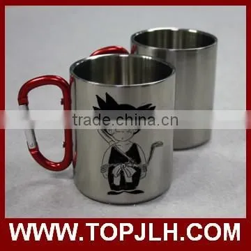 Custom Logo Printed Carabiner Handle Stainless Steel Coffee Mug photo-5