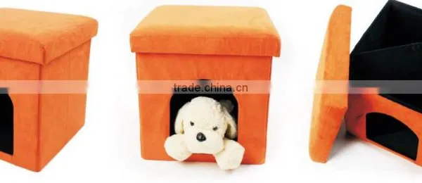 Faux Leather Small Dogs Cats House Furniture Foldable Storage Pet Bed Ottoman photo-2