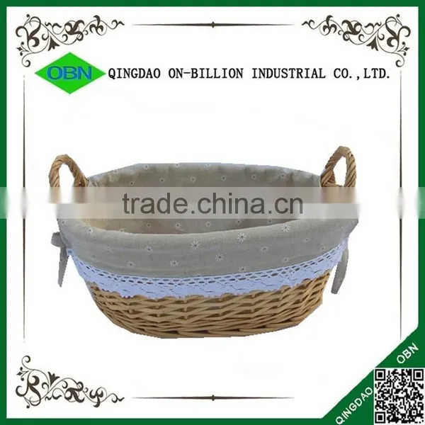 Cheap Decorative Woven Oval White Empty Wicker Fruit Basket With Handle photo-2