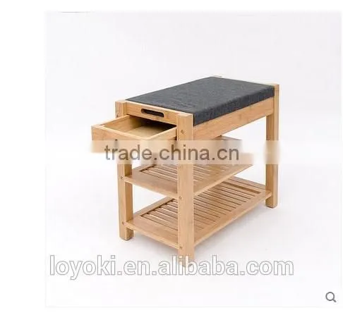 Eco Friendly Unique Bamboo Shoe Rack 2 Titer Bamboo Storage Bench With Seat photo-4