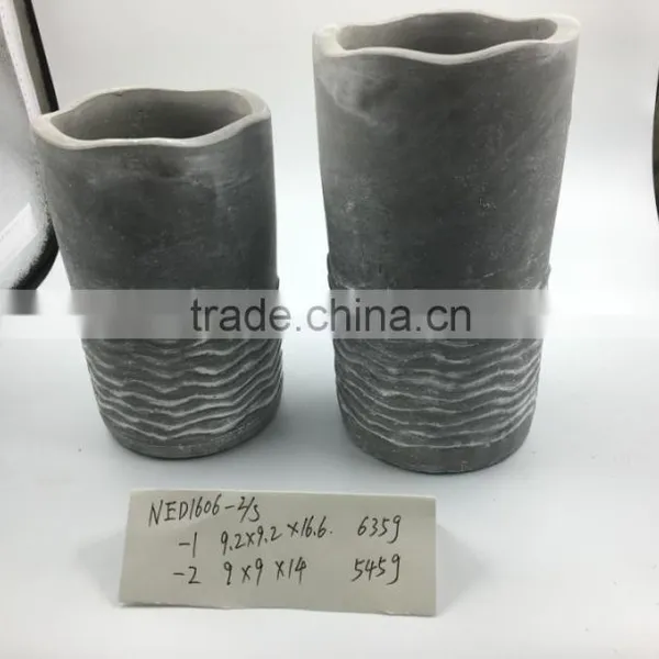 Round Cement Flower Pot for Decorative photo-2