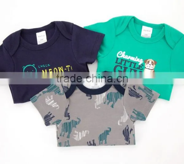 2017 Cheap Good Quality Baby Clothes Colorful Summer 100%Cotton Short Sleeves With Printing Newborn Infant Baby Bodysuits photo-2