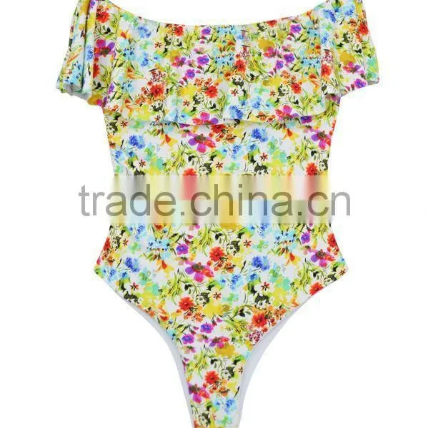 Ladies Fashion Big Ruffle Without Strap One-piece Swimwear photo-4