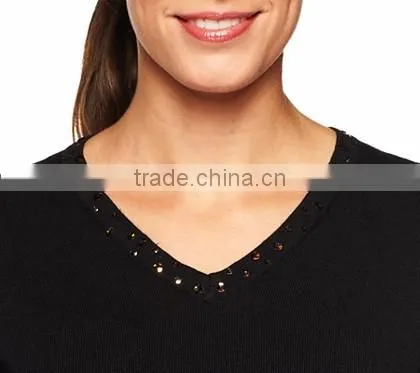 Women Black Sweater Christmas Trees Pattern Christmas Jumper Sweater photo-3