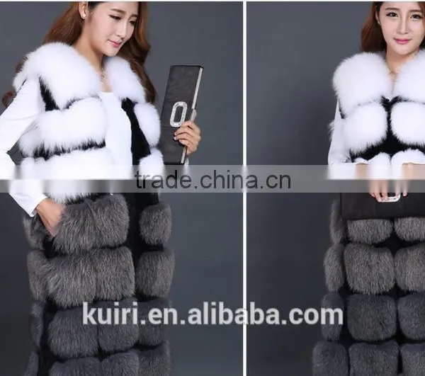 High-grade Genuine Fox Fur Vest Real Fox Fur Long Gilet Fashion Fur Winter Coat for Women photo-6