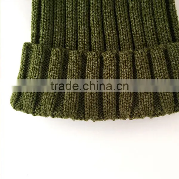 Myfur Classical Raccoon Fur Attached Pom Pom Beanie Adult Khaki Green Winter Cap photo-4