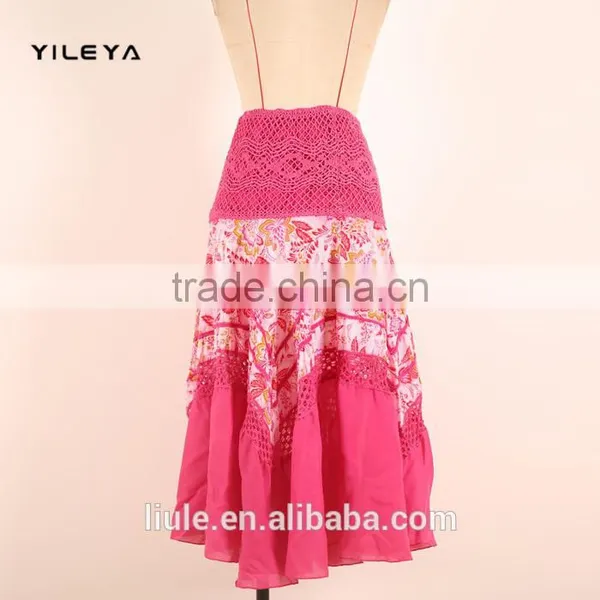 Fishtail Style Big Hem Designed Casual Women Floral Cheap Long Skirts for Sale photo-6