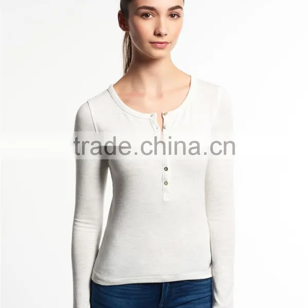 2016 Guangzhou Shandao Autumn Casual Style Women Daily Wear Long Sleeve Round Neck Slim White Rayon Tops photo-2