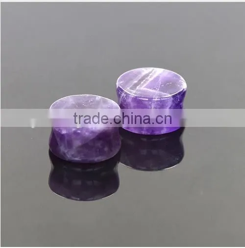 2017 Hot Amethyst Flare Plug With O Ring Natural Stone Ear Plug photo-4