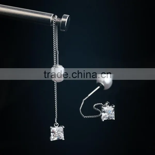 2017 Fashion Wild Elegant Long Section Ear Alloy Ear Stud Zircon Imitation Pearl Earrings photo-4